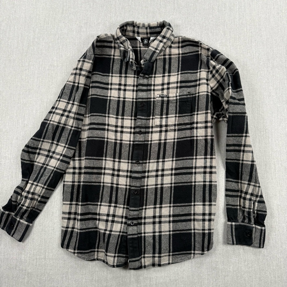Volcom Black and Cream Plaid Shirt - Signature Label